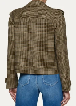L'AgenceXoey Houndstooth Cropped Trench Coat