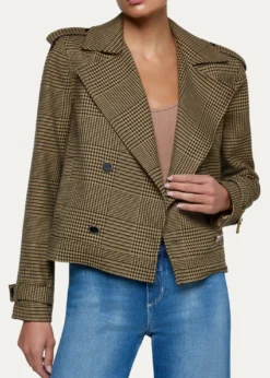 L'AgenceXoey Houndstooth Cropped Trench Coat