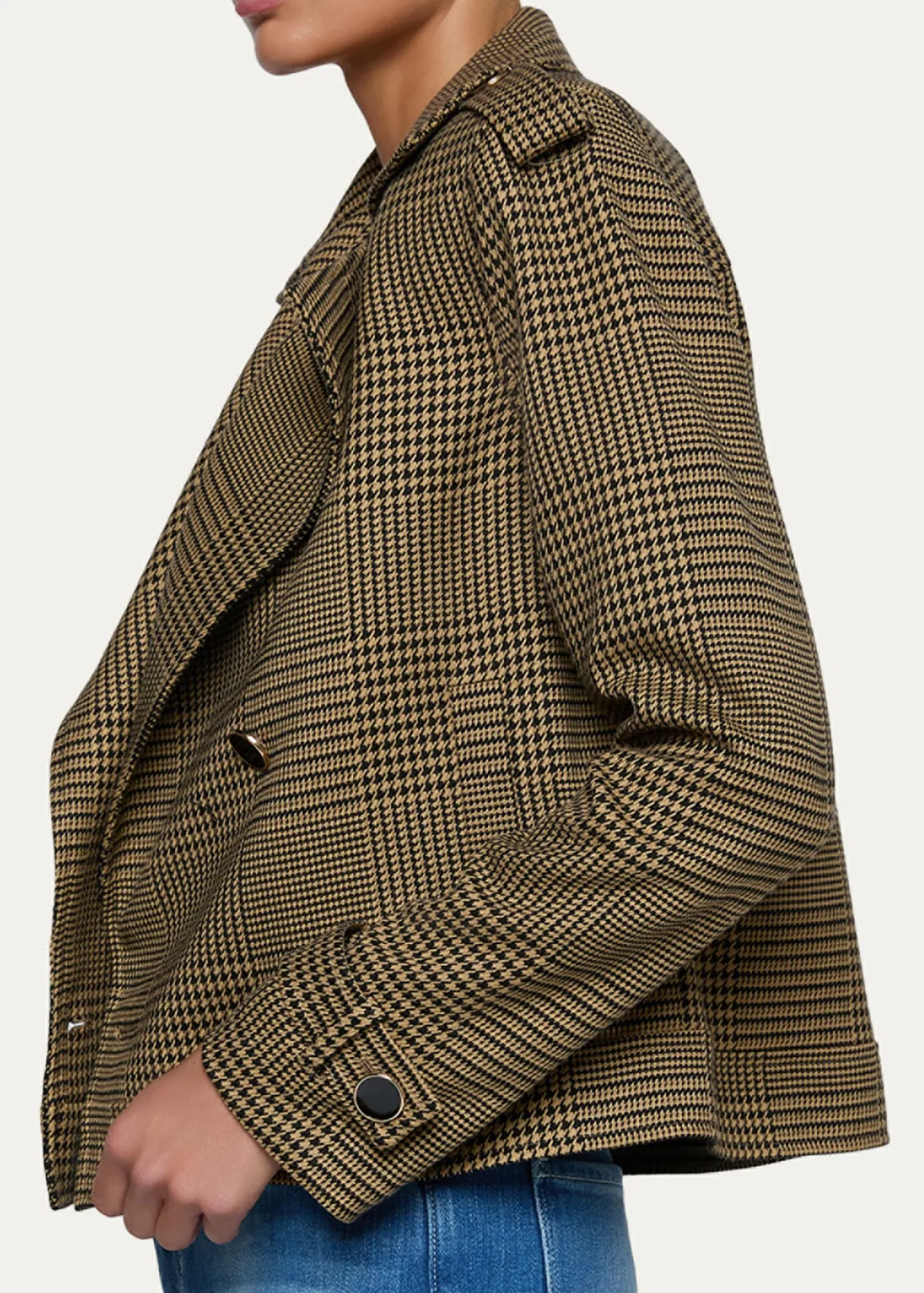 L'AgenceXoey Houndstooth Cropped Trench Coat