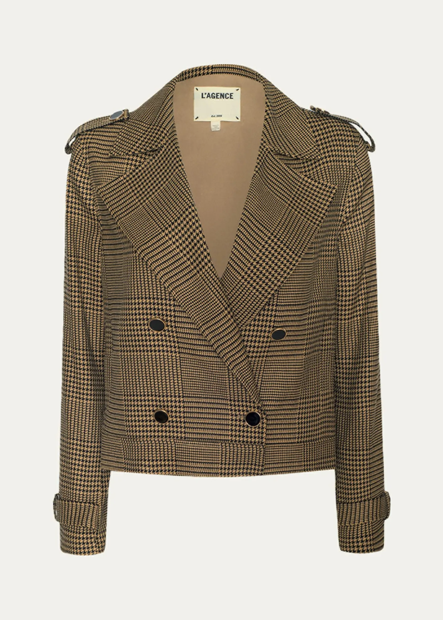 L'AgenceXoey Houndstooth Cropped Trench Coat