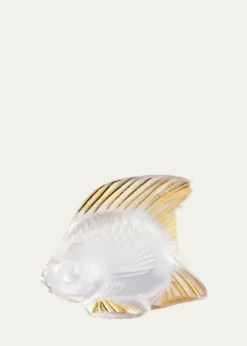 LaliqueClear Gold Stamped Fish Figurine