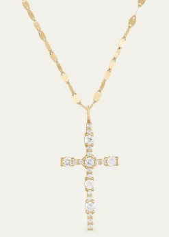 LanaElevated Diamond Everyday Cross Necklace in 14K Yellow Gold, 18"L