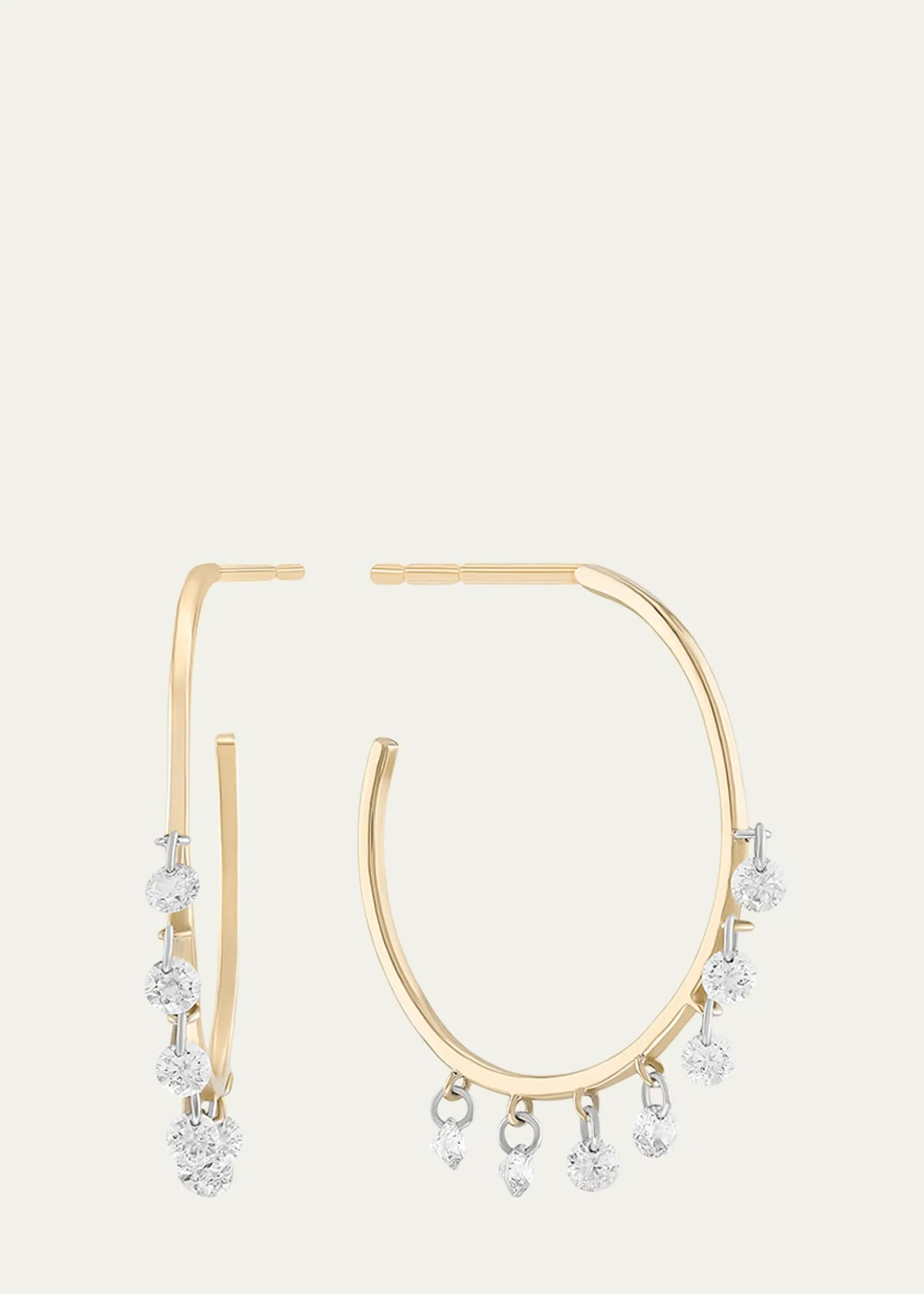 LanaFloating Diamond 14K Gold Hoop Earrings