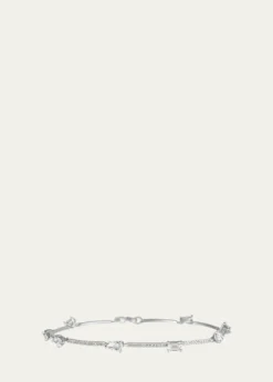 Lana14K White Gold Fancies Curve Link Bracelet with Diamonds, 7"L
