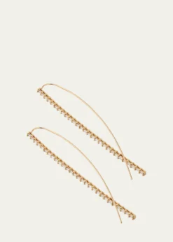 Lana14K Gold Baguette Diamond Narrow Upside-Down Threader Hoop Earrings