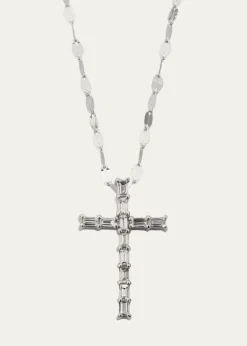 Lana14K Gold Baguette Everyday Cross Pendant Necklace with Jump Ring, 16-18"L