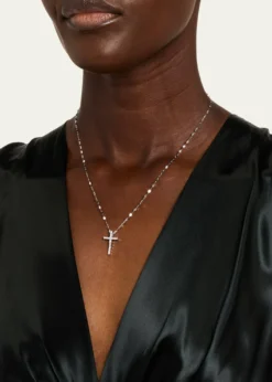 Lana14K Gold Baguette Everyday Cross Pendant Necklace with Jump Ring, 16-18