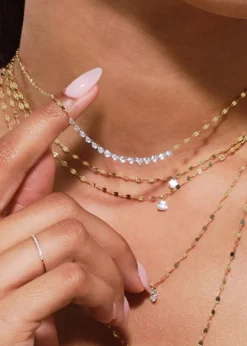 Lana14K Gold Diamond Heart Tennis Necklace