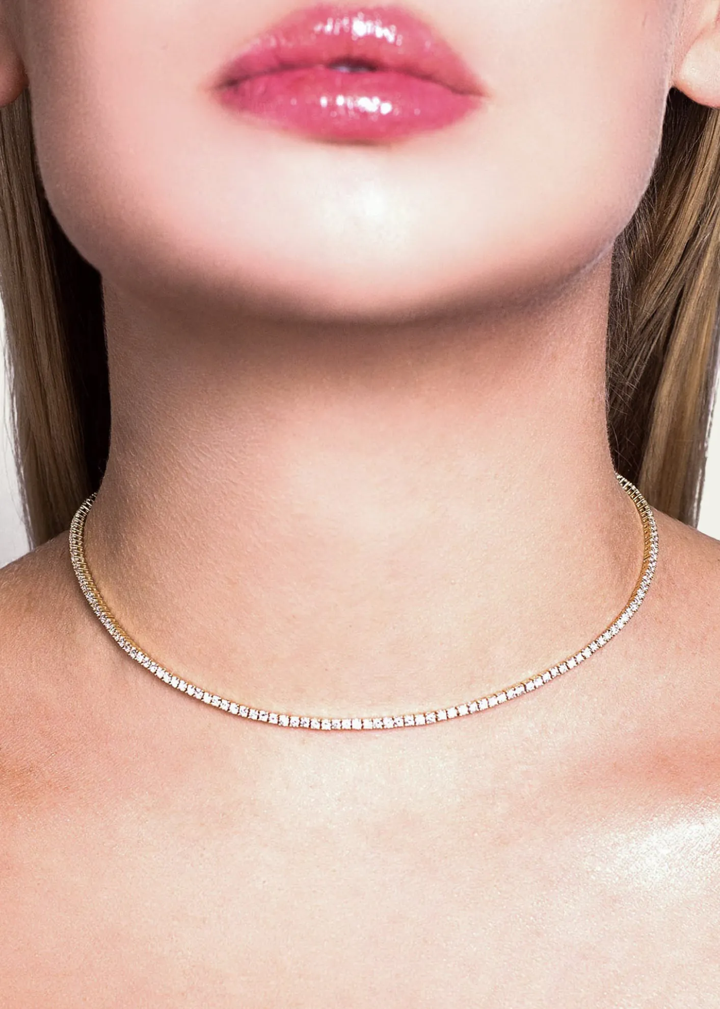 Lana14K Gold Diamond Tennis Necklace, 15"L