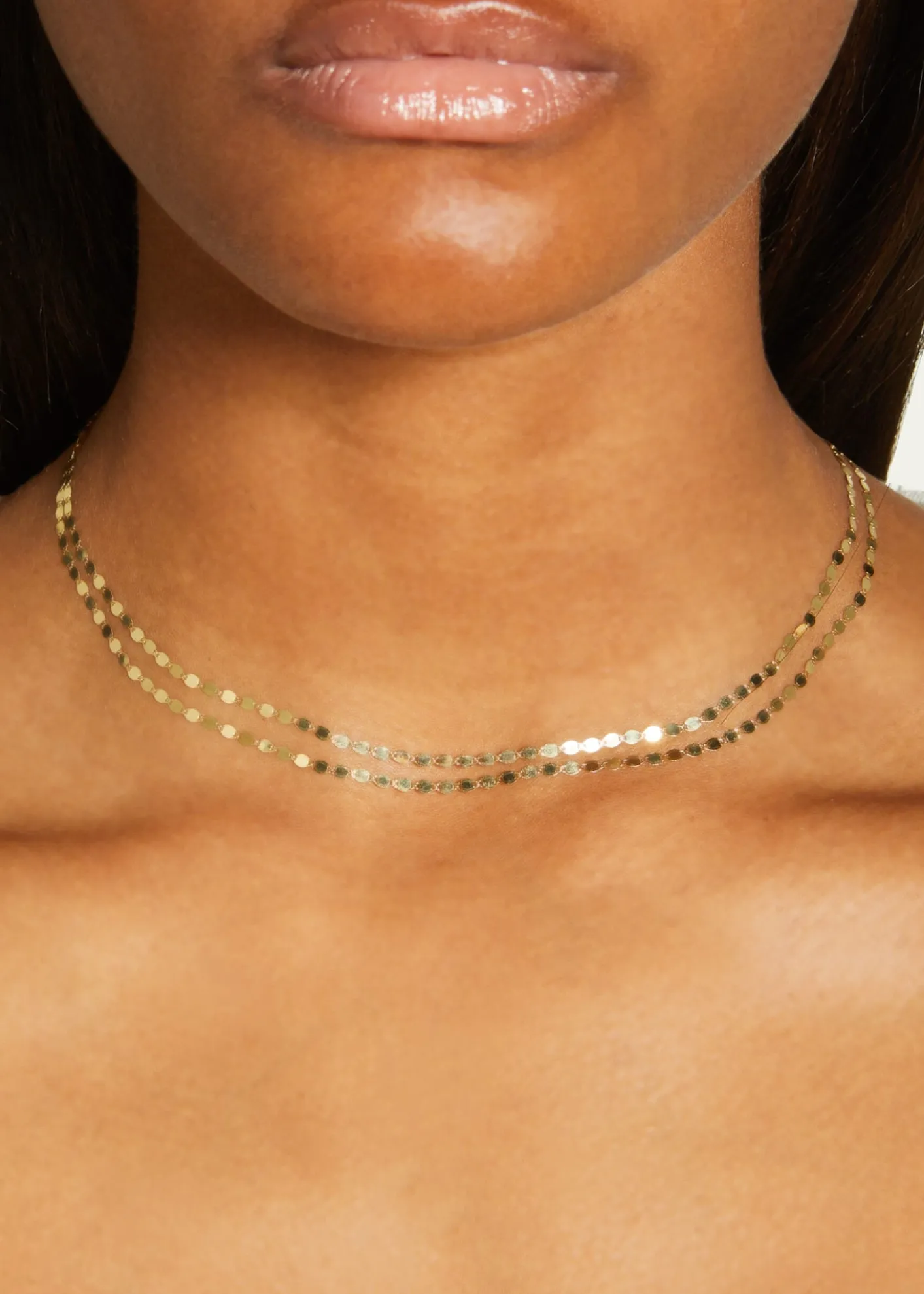 Lana14K Gold Double Strand Petite Nude Choker