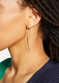 Lana14K Gold Elite Narrow Upside Down Hoop Earrings