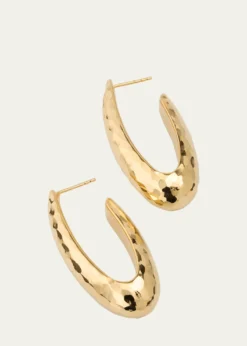 Lana14K Gold Elongated Wide Disco Hoop Earrings