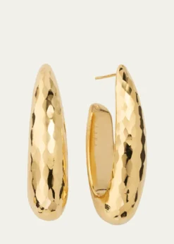 Lana14K Gold Elongated Wide Disco Hoop Earrings