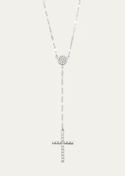 Lana14K Gold Femme Fatale Crossary Necklace with Diamonds