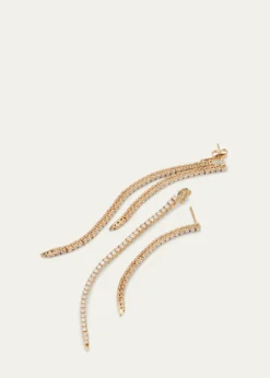 Lana14K Gold Flawless Graduating Tennis Front to Back Long Linear Earrings, 88mm