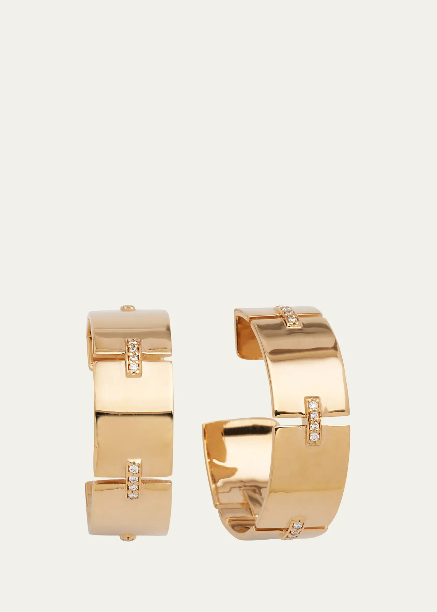Lana14K Gold Flawless Tag Link Vanity Hoop Earrings, 25mm