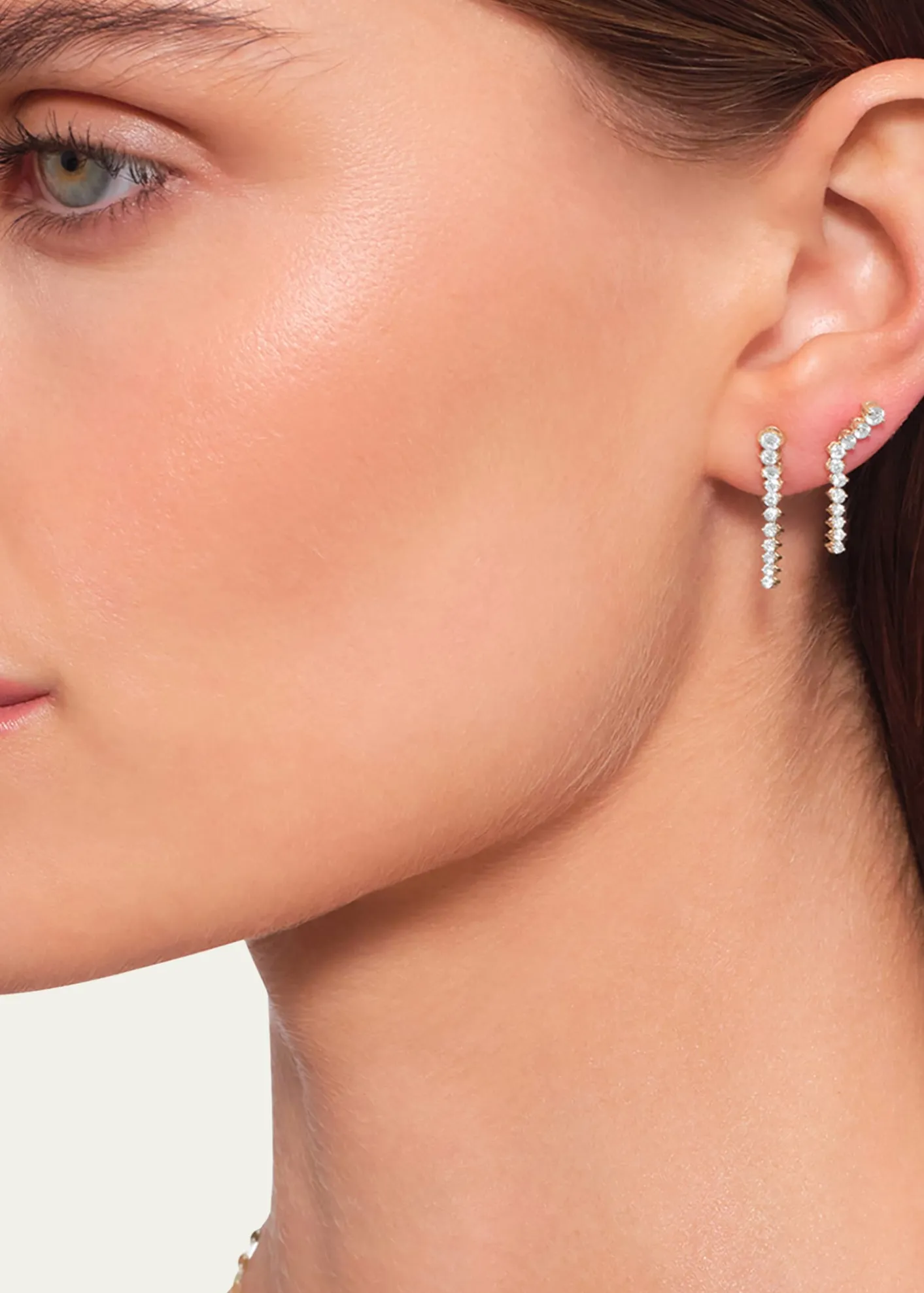 Lana14K Gold Flawless Tennis Linear Diamond Ear Crawlers