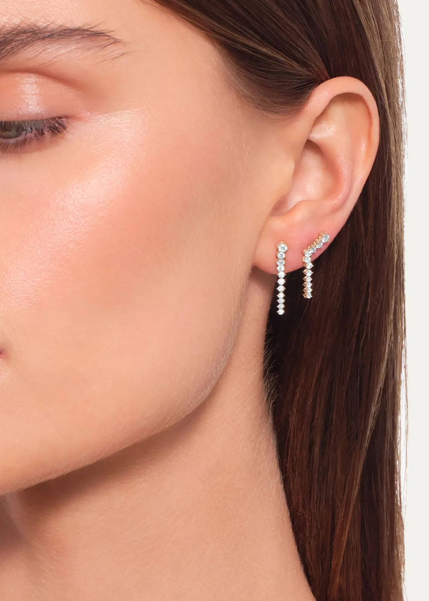 Lana14K Gold Flawless Tennis Linear Diamond Ear Crawlers