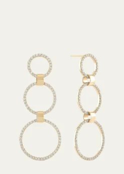Lana14K Gold Flawless Three Circle Linear Link Earrings