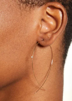 Lana14K Gold Large Upside Down Hoops with Diamonds
