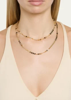 Lana14K Gold Laser Disc Duo Chain Necklace