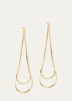 Lana14K Gold Linear Looped Herringbone Earrings, 5.5"L
