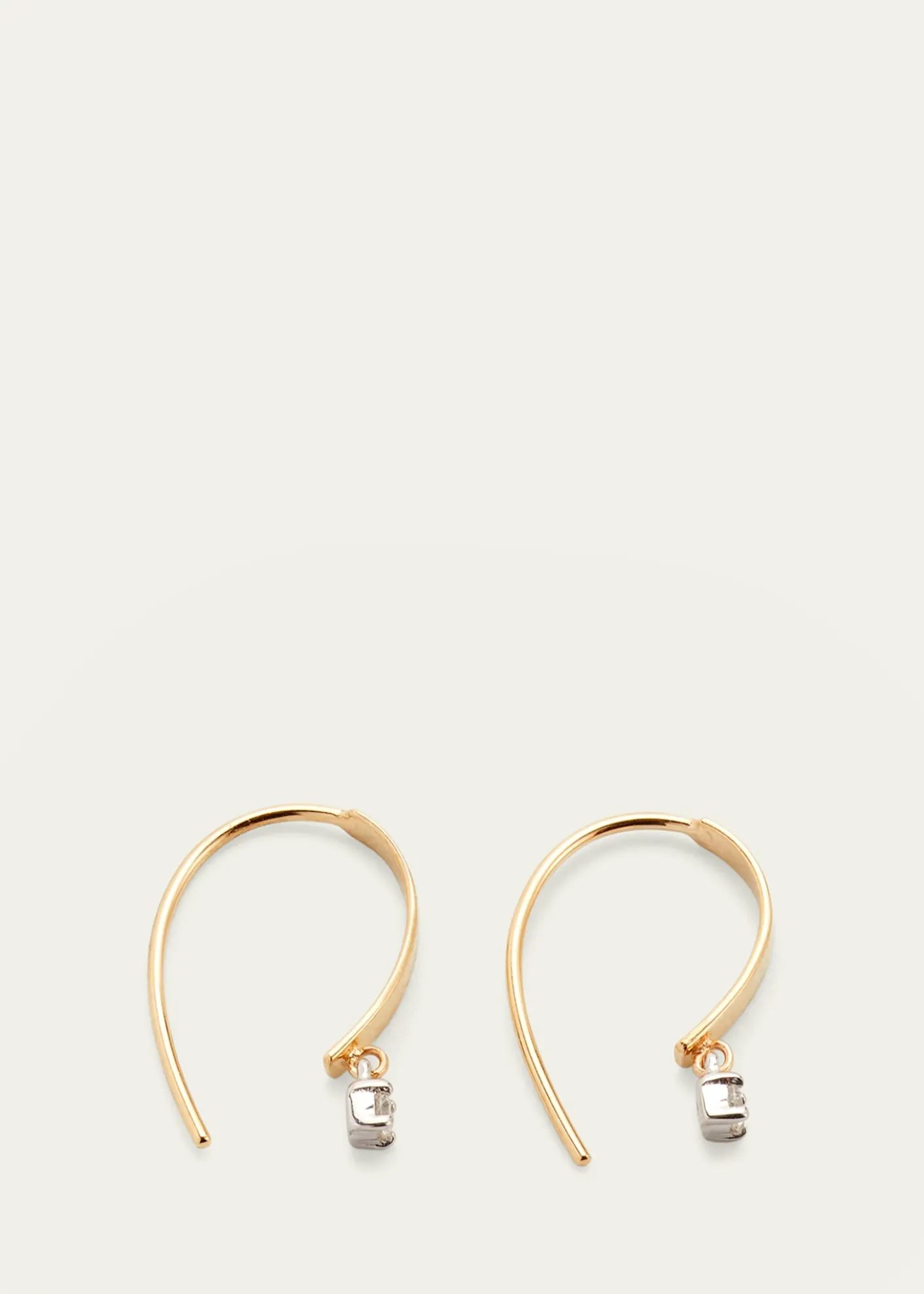 Lana14K Gold Mini Flat Hooked on Hoop Earrings with Dangle Diamonds