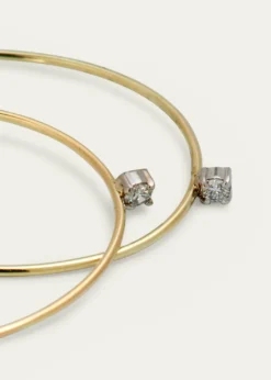 Lana14K Gold Mini Wire Hooked On Hoop Earrings with Diamonds, 38mm
