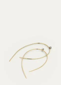 Lana14K Gold Mini Wire Hooked On Hoop Earrings with Diamonds, 38mm