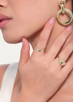 Lana14K Gold Skinny Curved Bubble Ring