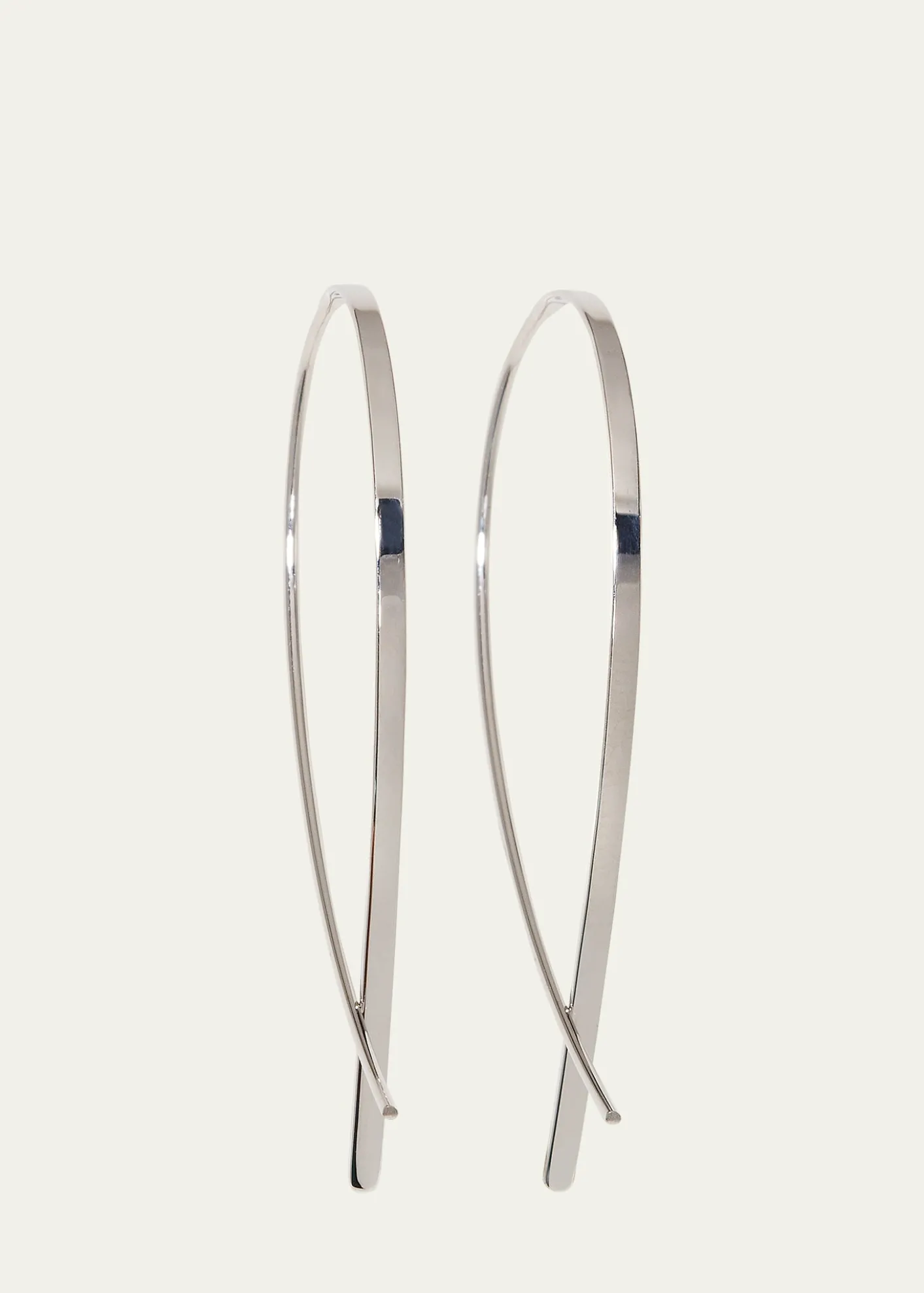 Lana14K Gold Small Elongated Flat Upside Down Hoops