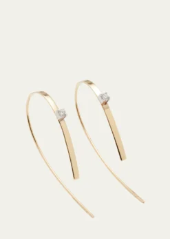 Lana14K Gold Small Flat Forward Facing Hooked On Hoop Earrings with Diamonds