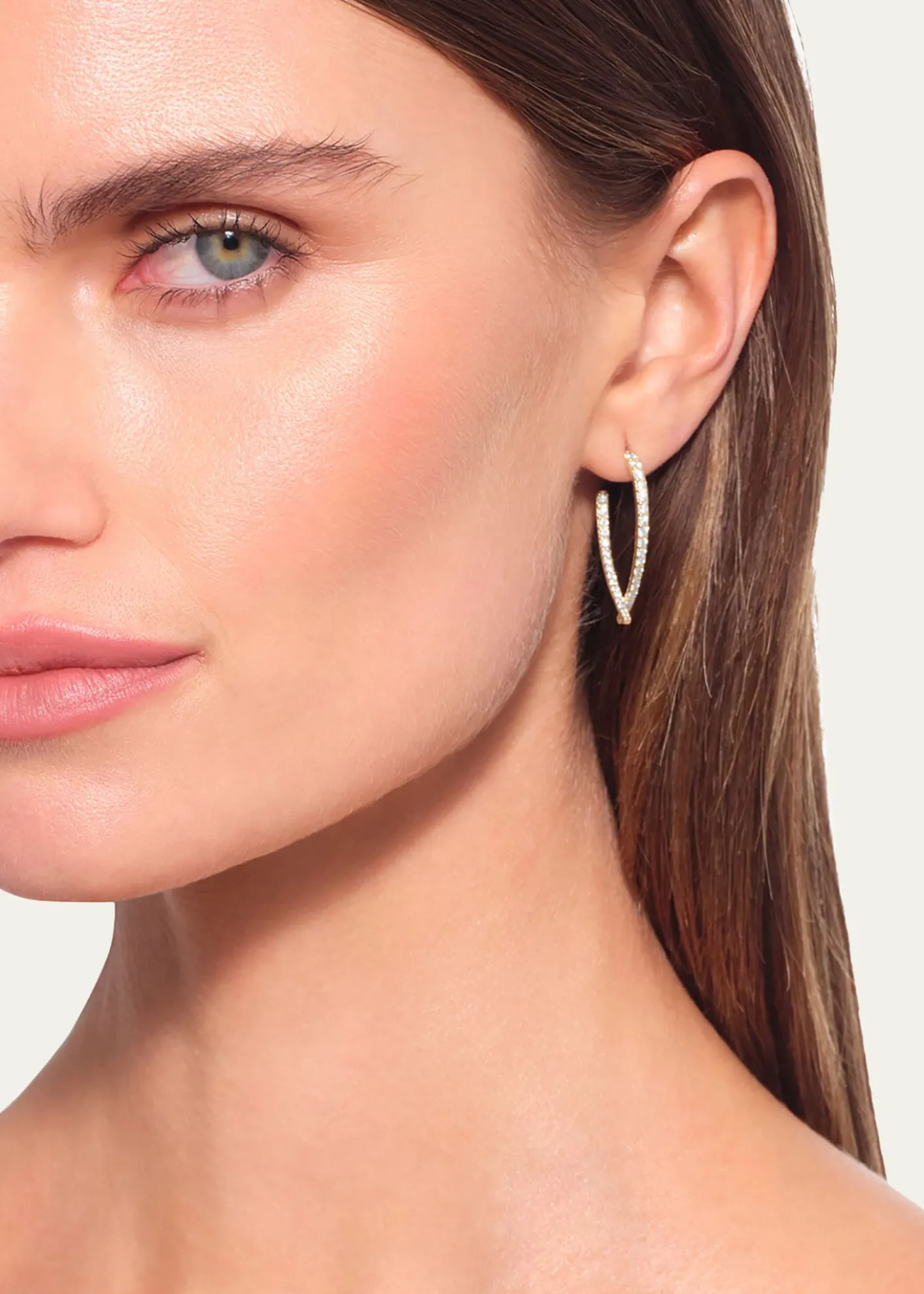 Lana14K Gold Small Flawless Front/Back Upside Down Diamond Hoop Earrings