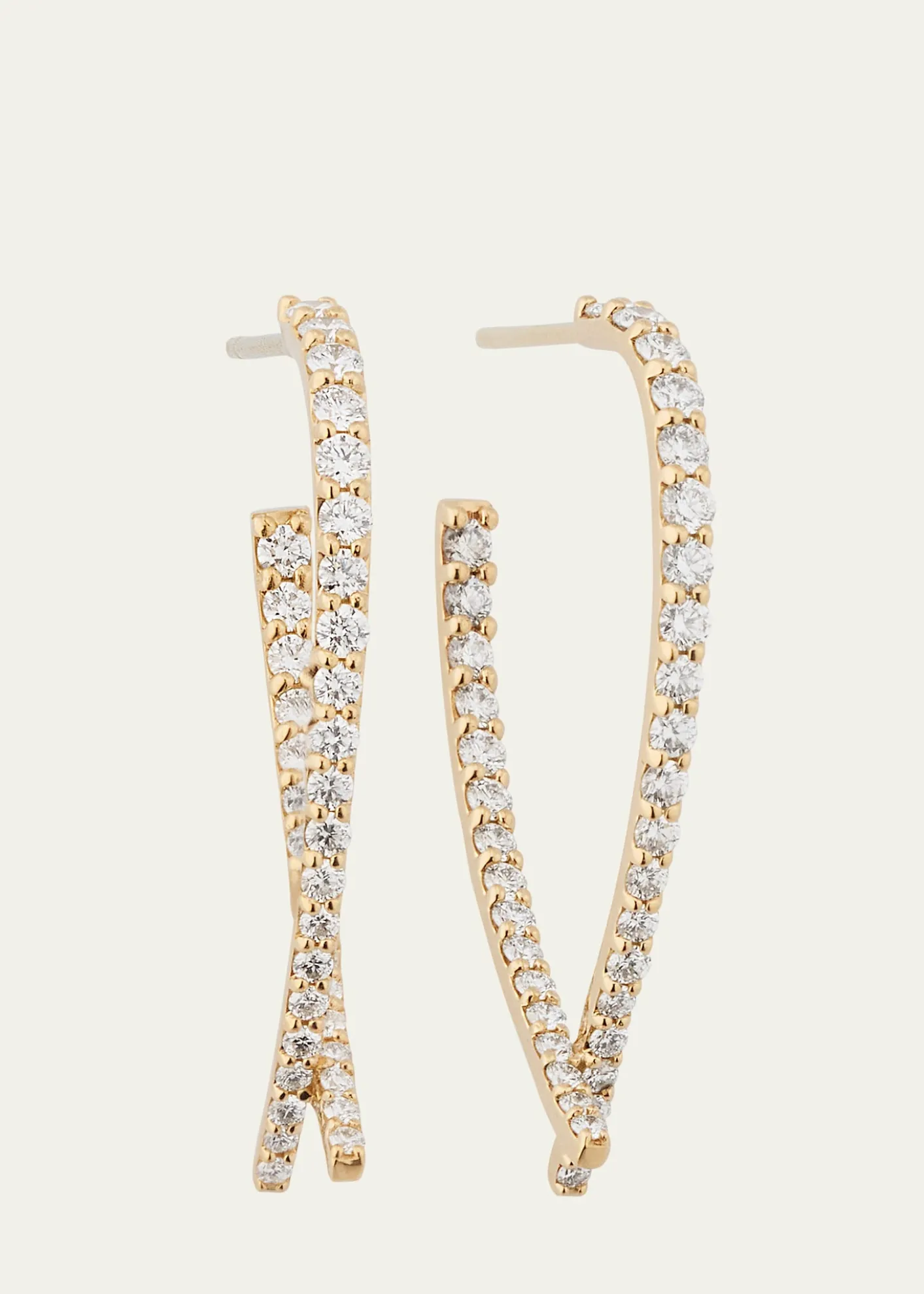 Lana14K Gold Small Flawless Front/Back Upside Down Diamond Hoop Earrings