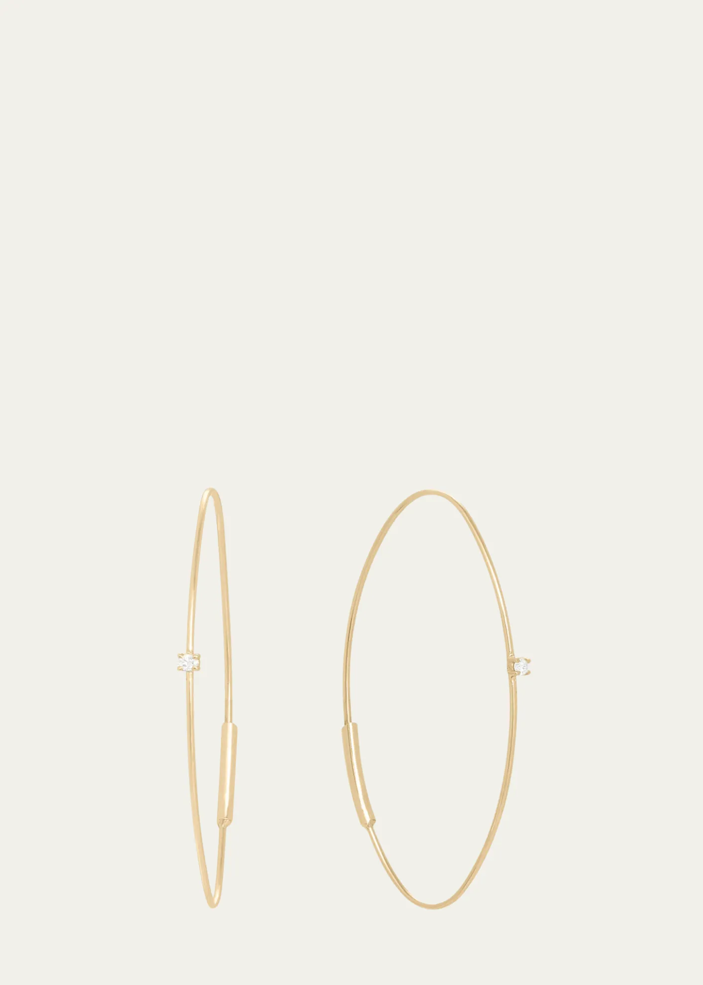 Lana14K Gold Small Oval Magic Hoop Earrings with Diamonds