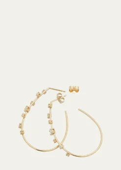 Lana14K Gold Small Solo Tear Drop Hoop Earrings with Diamonds, 36mm