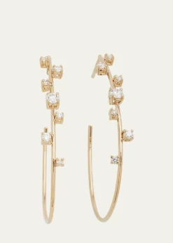 Lana14K Gold Small Solo Tear Drop Hoop Earrings with Diamonds, 36mm