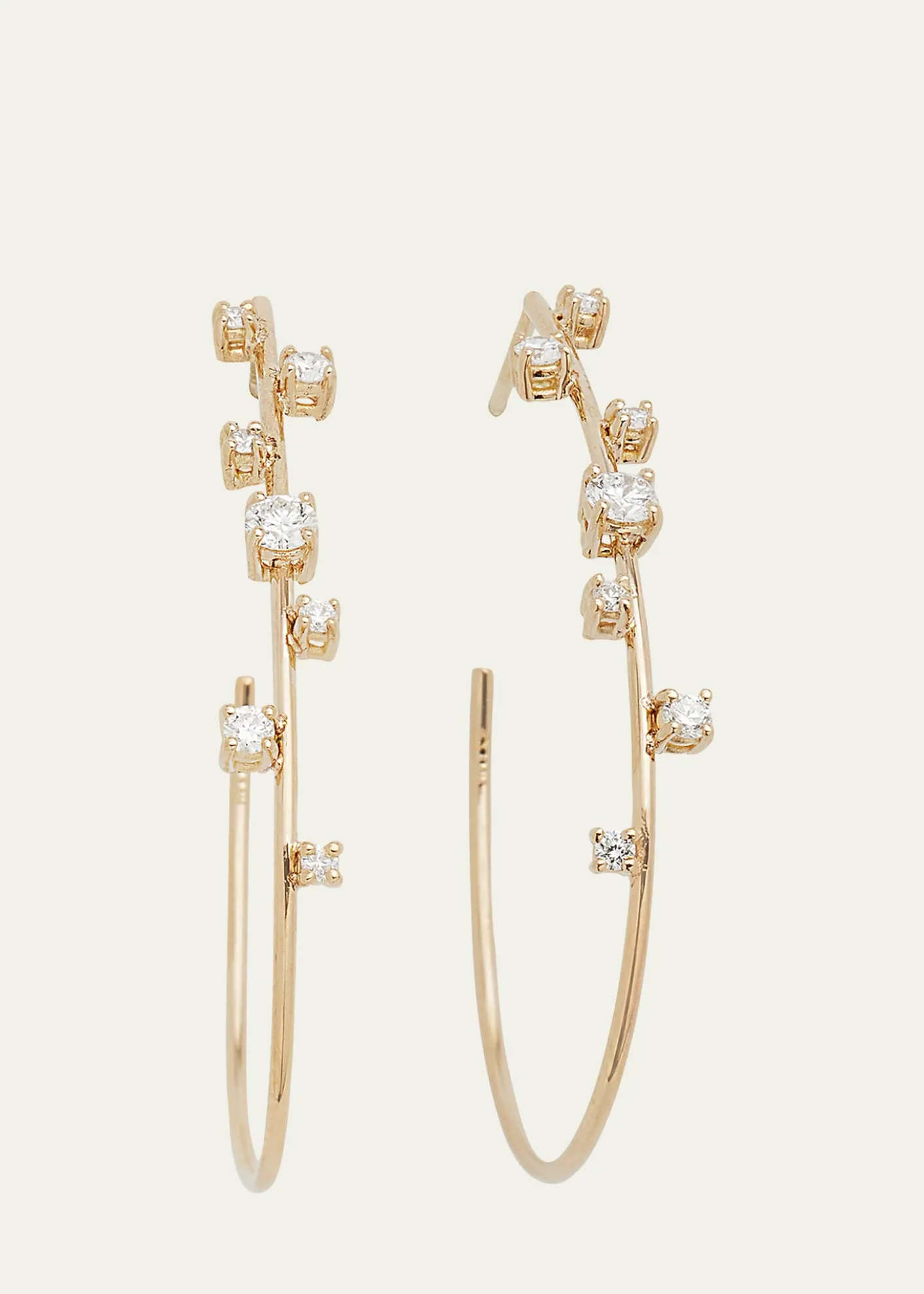 Lana14K Gold Small Solo Tear Drop Hoop Earrings with Diamonds, 36mm