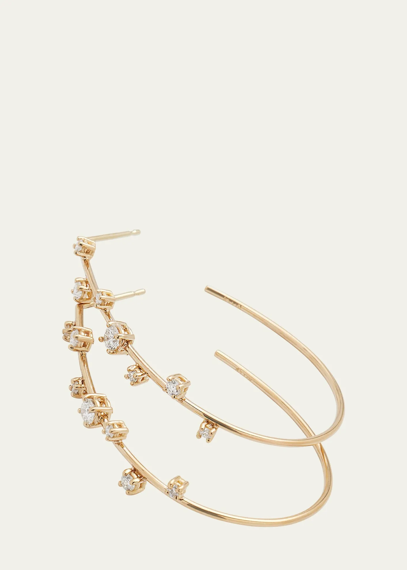 Lana14K Gold Small Solo Tear Drop Hoop Earrings with Diamonds, 36mm