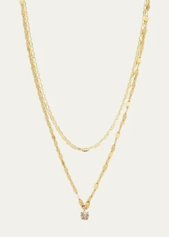 Lana14K Gold Solo Double-Strand Necklace with Diamond