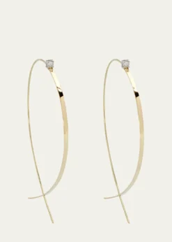 Lana14K Gold Solo Large Flat Upside Down Hoop Earrings with Diamonds, 60mm
