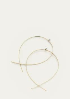 Lana14K Gold Solo Large Flat Upside Down Hoop Earrings with Diamonds, 60mm