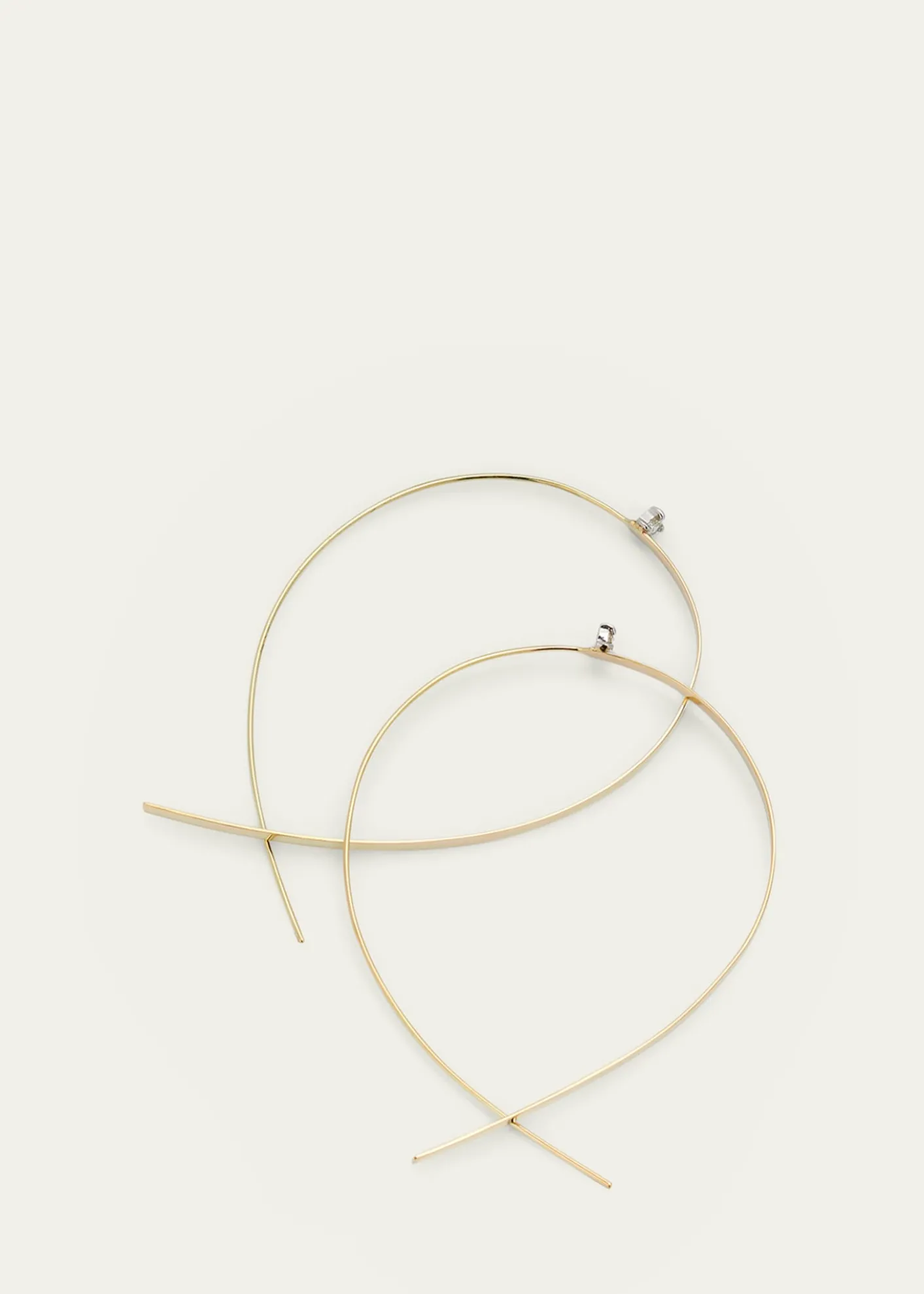 Lana14K Gold Solo Large Flat Upside Down Hoop Earrings with Diamonds, 60mm