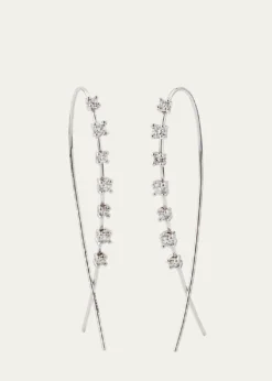 Lana14K Gold Solo Mini Narrow Upside Down Hoop Earrings with Diamonds, 41mm