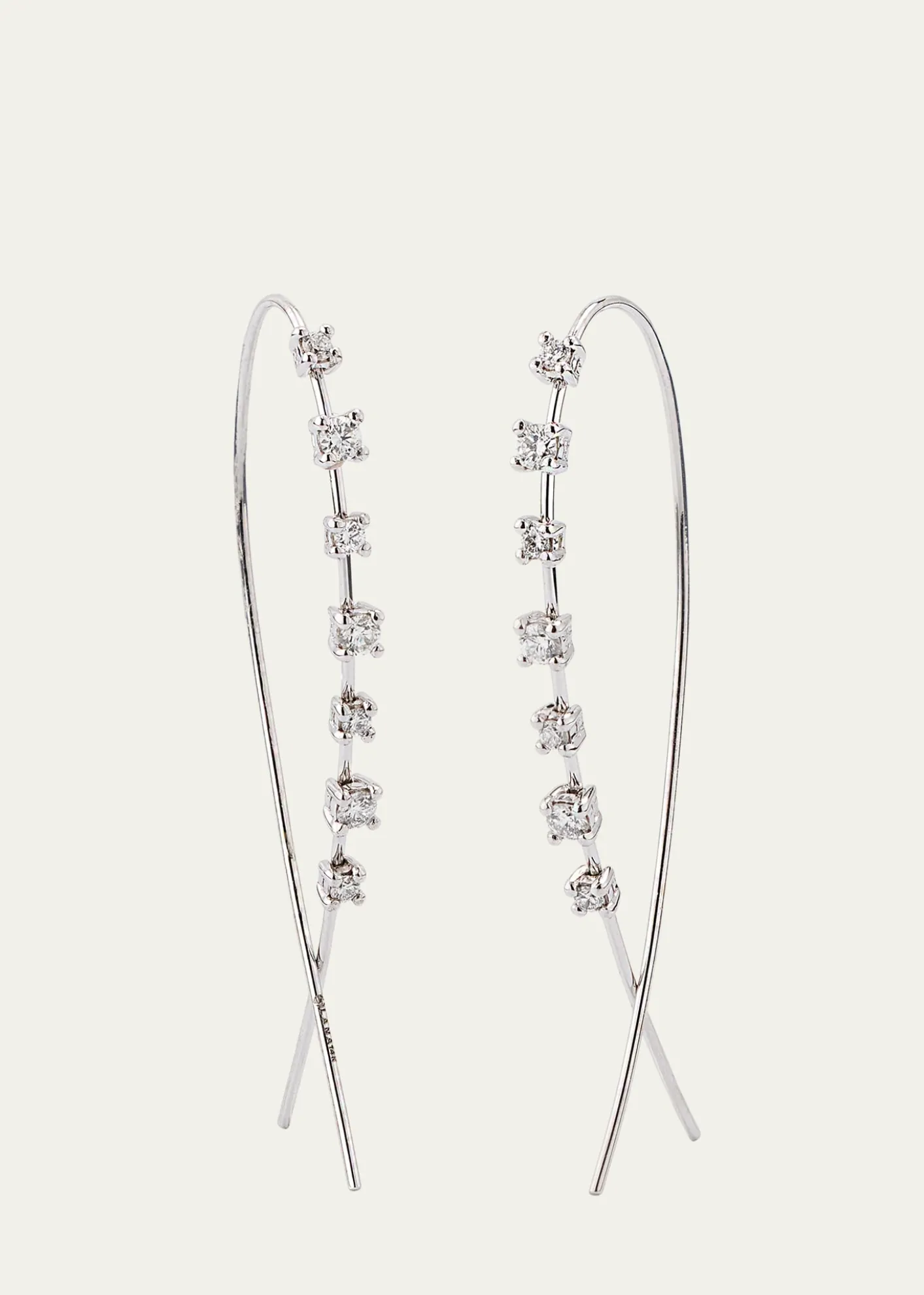 Lana14K Gold Solo Mini Narrow Upside Down Hoop Earrings with Diamonds, 41mm