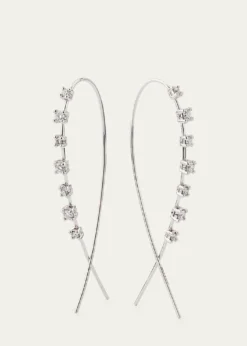 Lana14K Gold Solo Mini Narrow Upside Down Hoop Earrings with Diamonds, 41mm