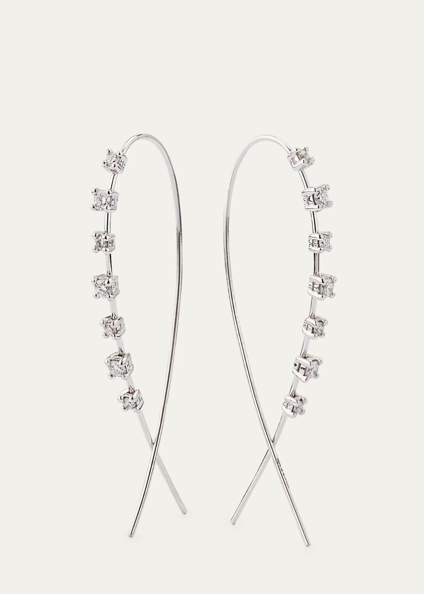 Lana14K Gold Solo Mini Narrow Upside Down Hoop Earrings with Diamonds, 41mm