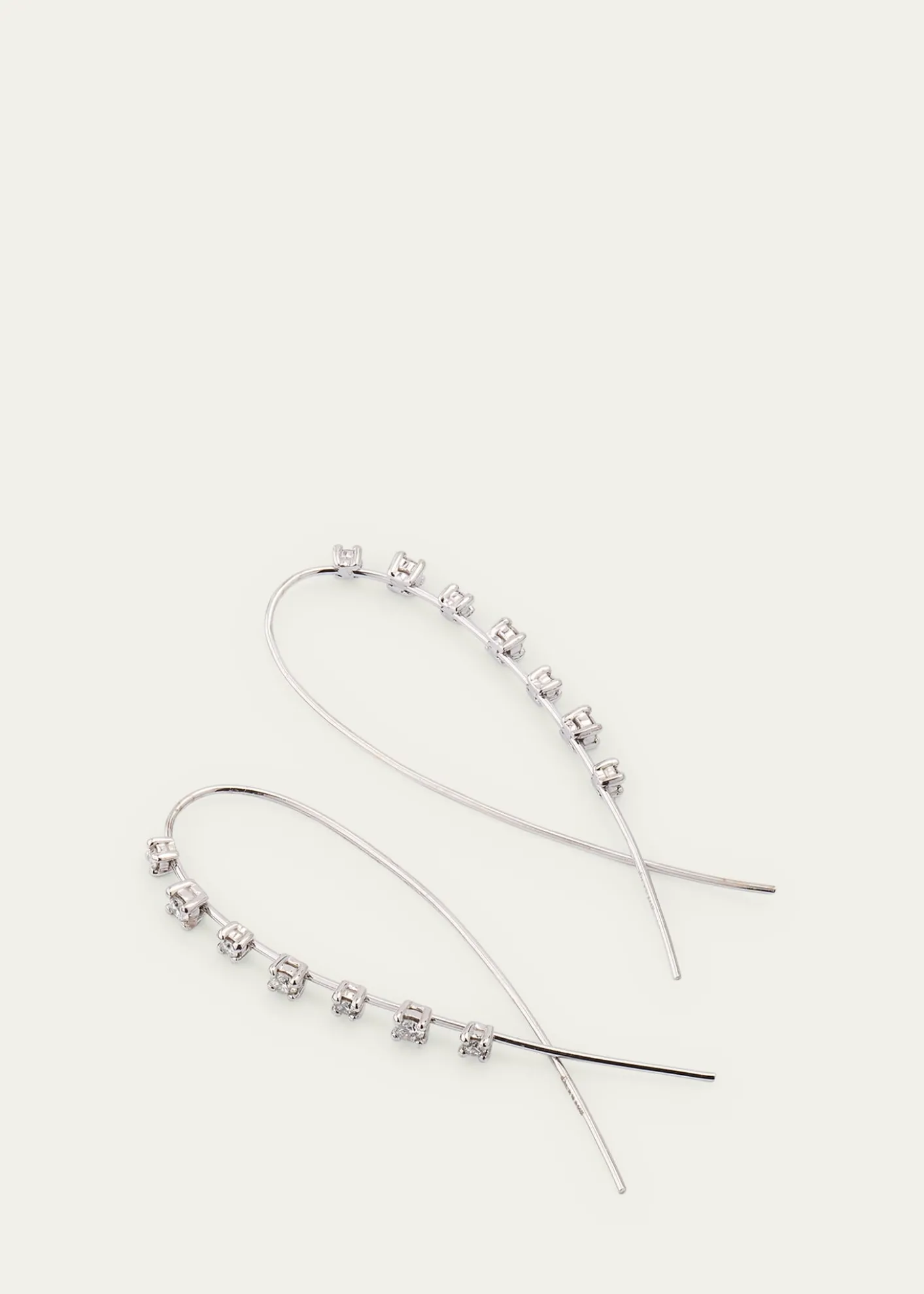 Lana14K Gold Solo Mini Narrow Upside Down Hoop Earrings with Diamonds, 41mm