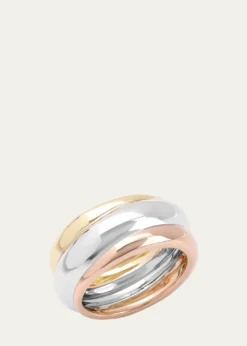 Lana14K Tri Gold Three-Row Bubble Ring