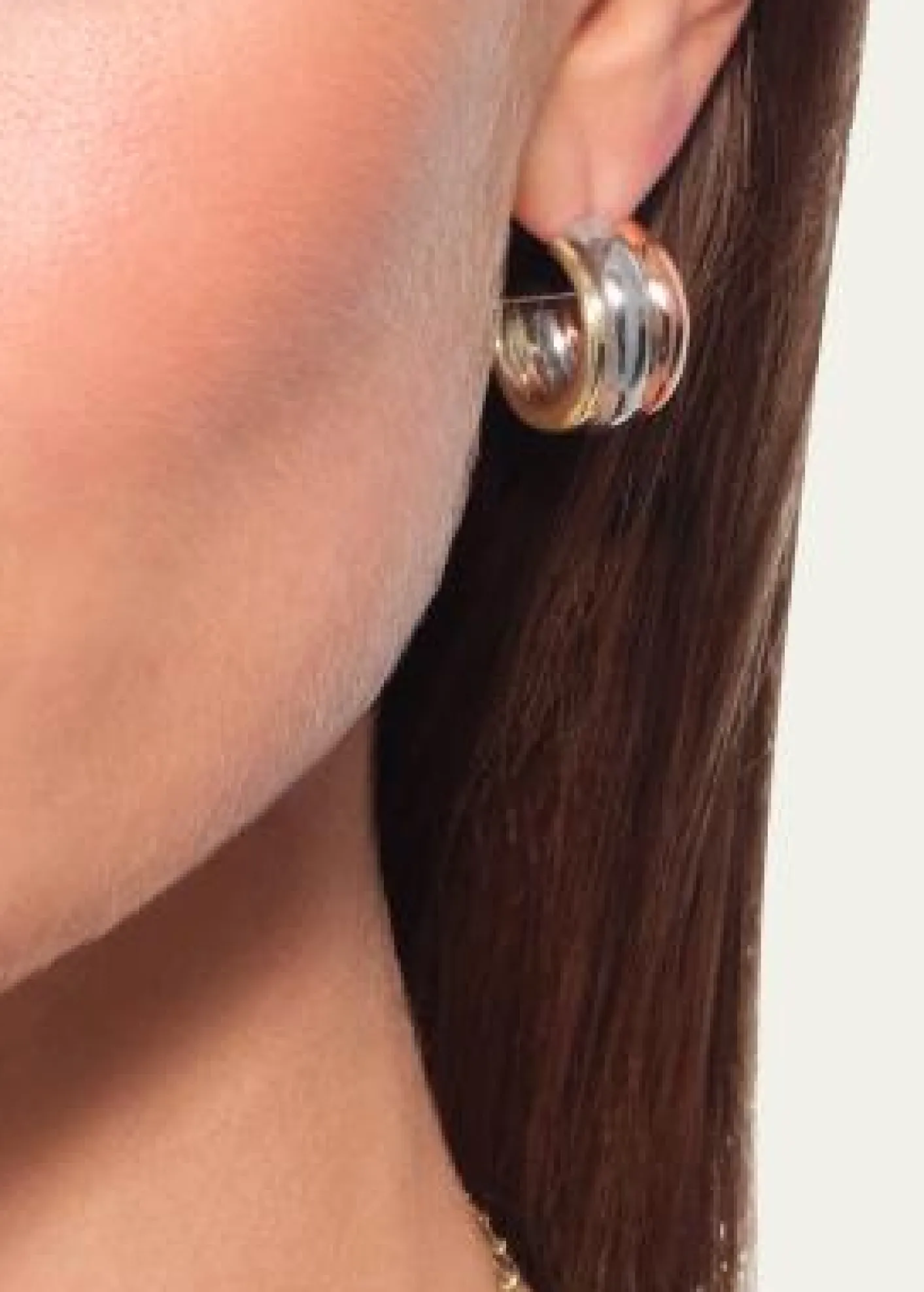 Lana14K Tri Gold Three-Row Bubble Huggies